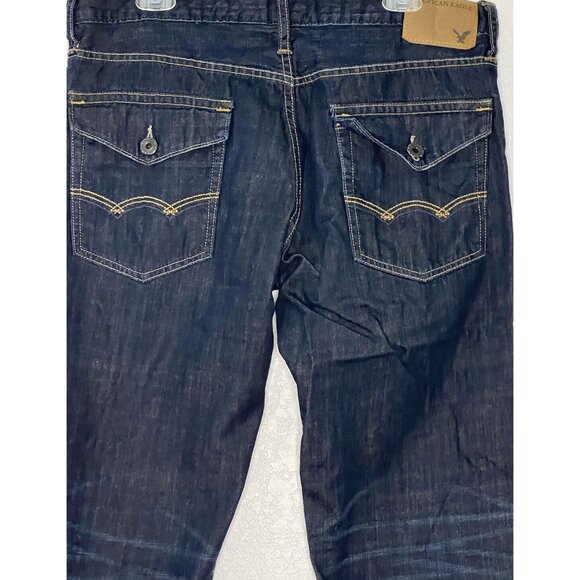 AE American Eagle Slim Jeans Sz 36x34 Buttoned Back Pockets - Picture 2 of 15